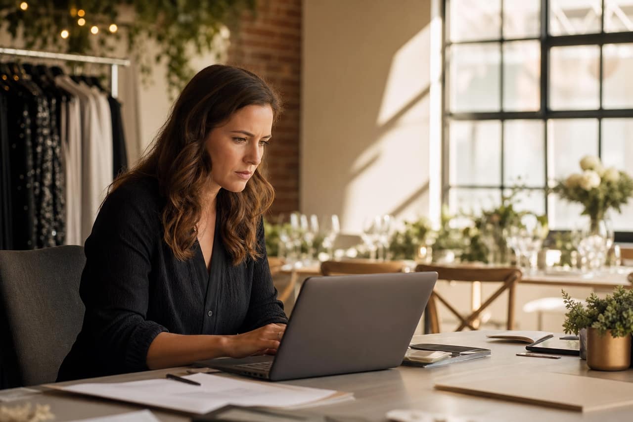 A venue team managing events on a laptop