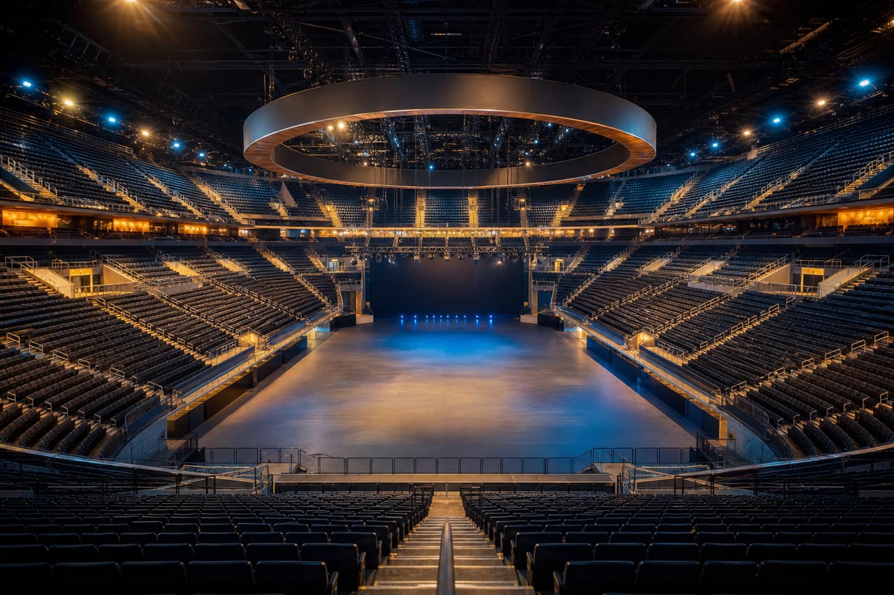 A large arena seen from the stands